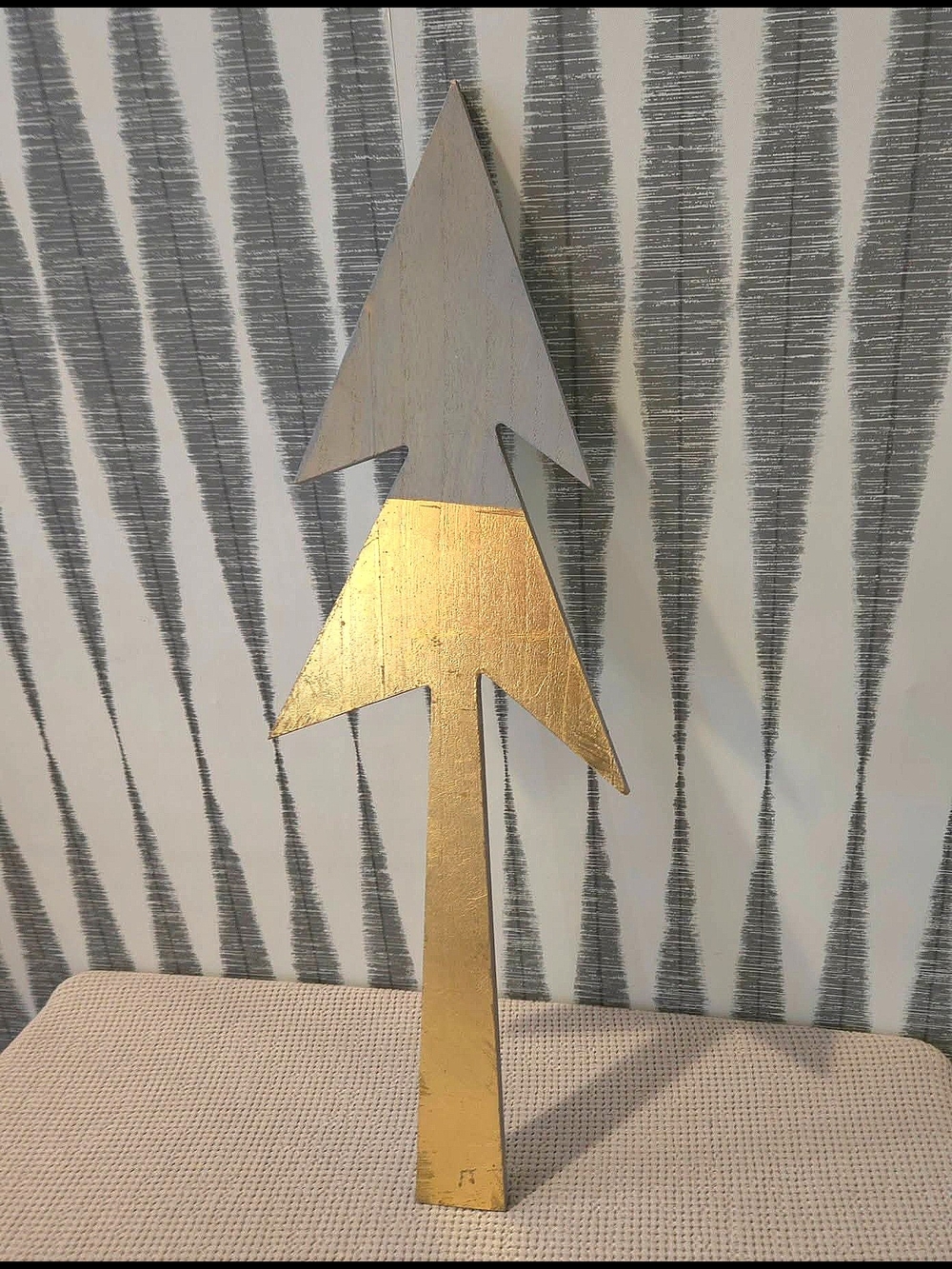 Wooden Arrow Wall Decor in Gold and White